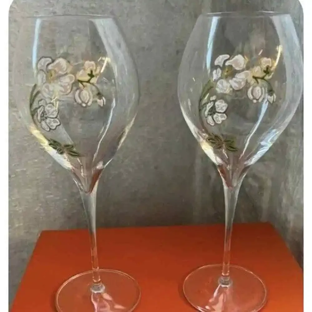 Perrier Jouet Verre Belle Epoque Hand Painted Animone Grand Champagne 6pc Set